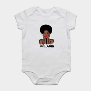 Melanin Drippin Afro Woman Black History Baby Bodysuit